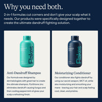 Flakes Anti Dandruff Shampoo and Conditioner Set for Men with Scalp Massager | Dry, Flaky, & Itchy Scalp Shampoo | Sulfate and Paraben Free | Hydrating Shampoo & Moisturizing Conditioner | 9 fl oz