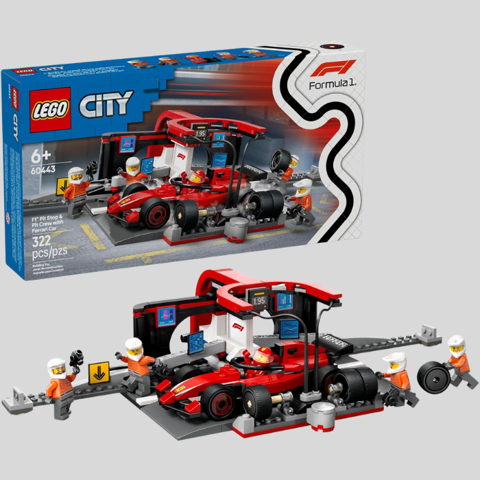 LEGO City F1 Pit Stop & Pit Crew with Ferrari Car Toy
