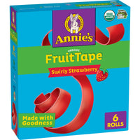 (5 pack) Annie's Organic Fruit Tape, Swirly Strawberry, Organic Fruit Flavored Snacks, 6 Rolls