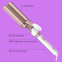 Conair Double Ceramic 3 Barrel Curling Iron, Triple Barrel Waver Hair Tool Creates Deep