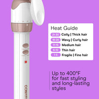 Conair Double Ceramic 3 Barrel Curling Iron, Triple Barrel Waver Hair Tool Creates Deep