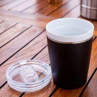 CeramiSteel Coffee Ceramic Travel Mug (12 ounce), Ceramic Rim & Inner Coating on Insulated Stainless Steel Tumbler, Durable Matte Black Finish